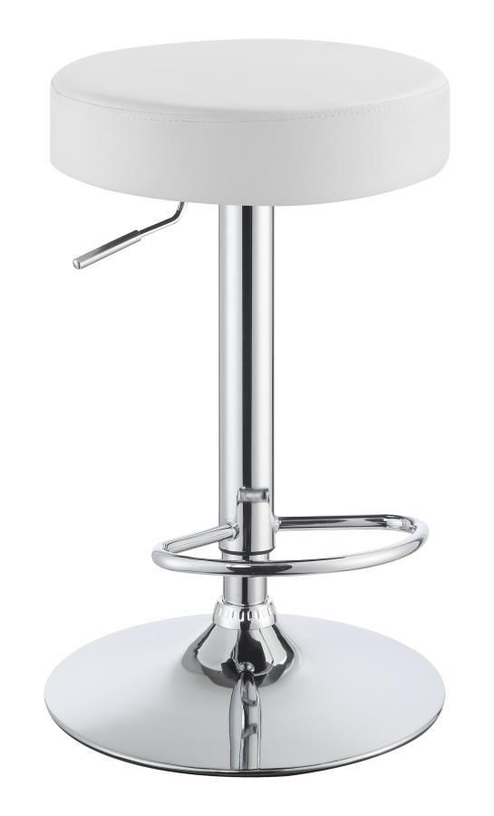 Ramses - Adjustable Backless Bar Stool - Chrome And White