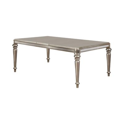 Bling Game - Rectangular Dining Table With Leaf - Metallic Platinum