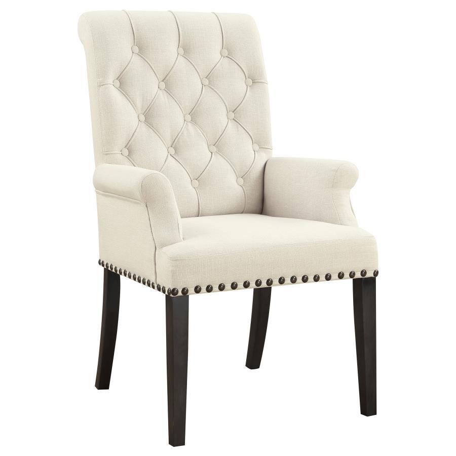 Alana - Upholstered Arm Chair - Beige And Smokey Black