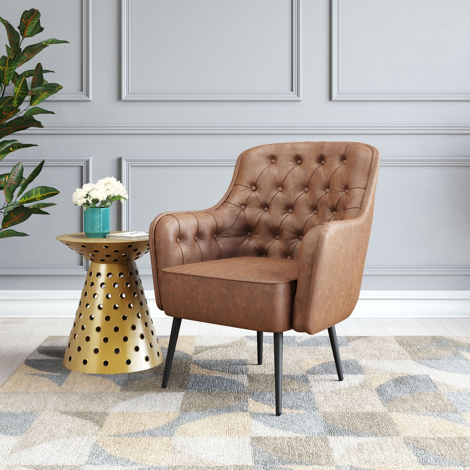 Tasmania - Accent Chair - Vintage Brown