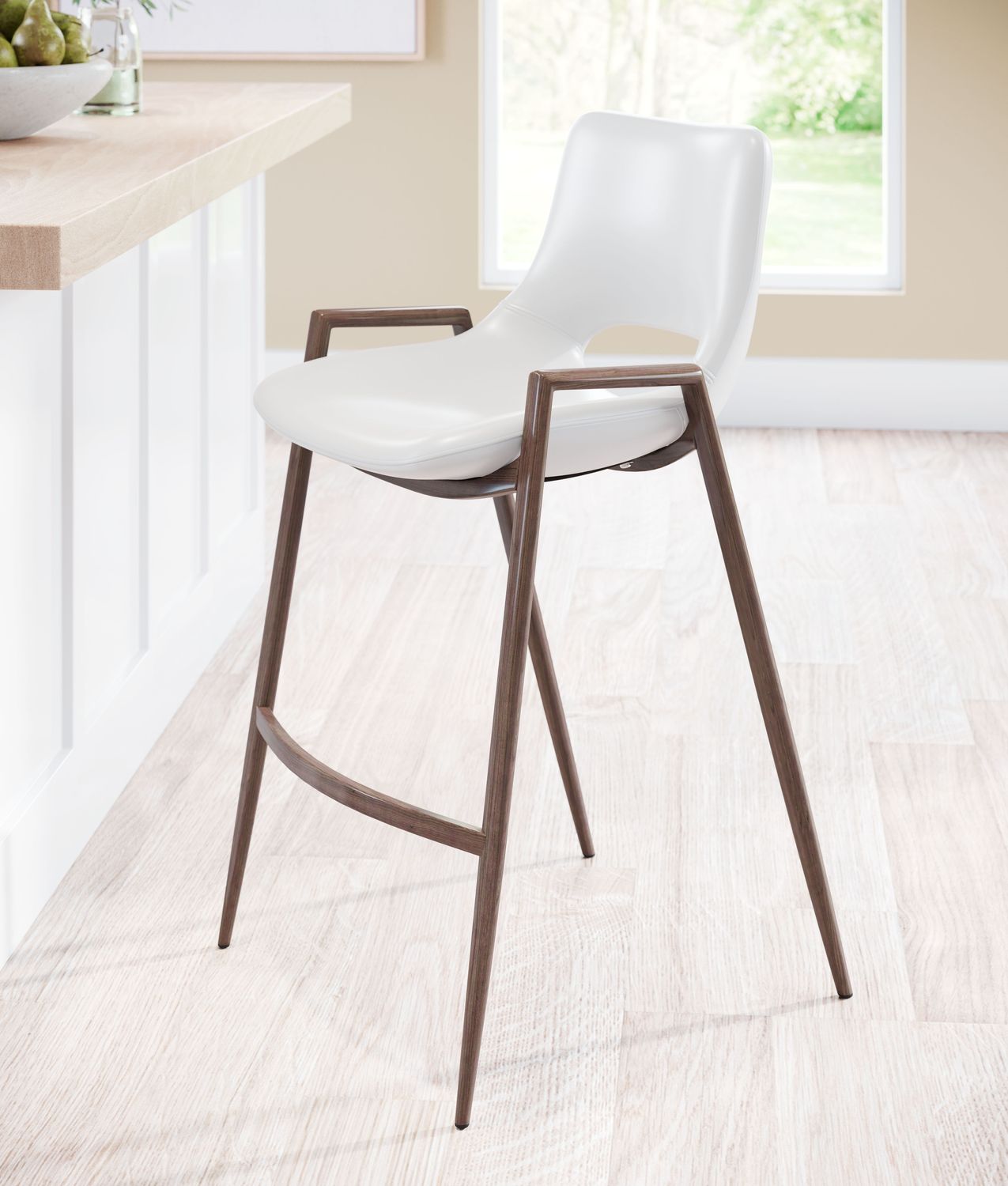 Desi - Counter Stool (Set of 2) - White & Walnut