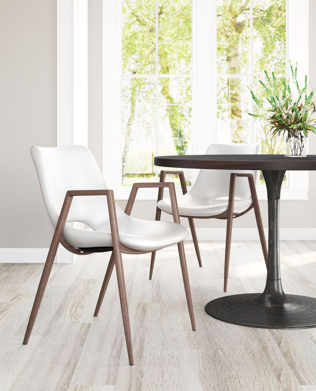 Desi - Dining Chair (Set of 2) - White & Walnut