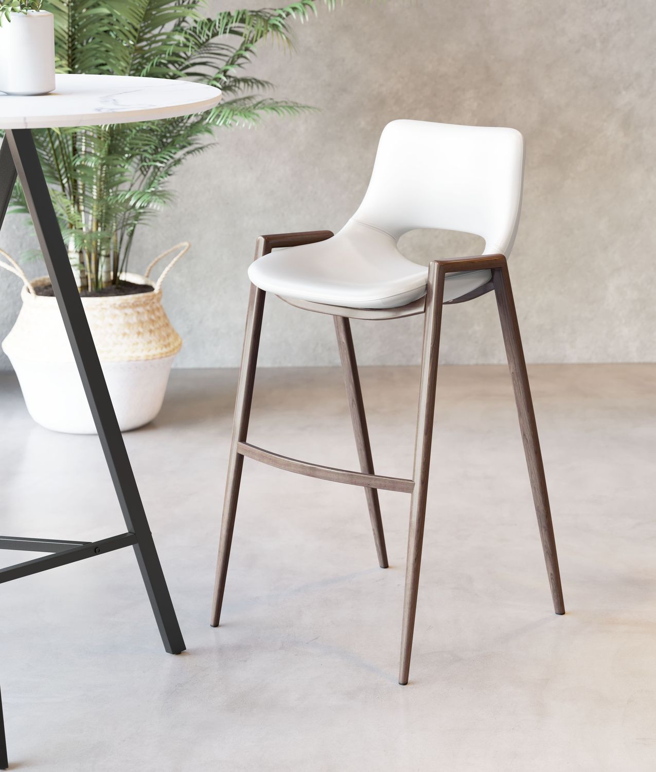Desi - Barstool (Set of 2) - White & Walnut