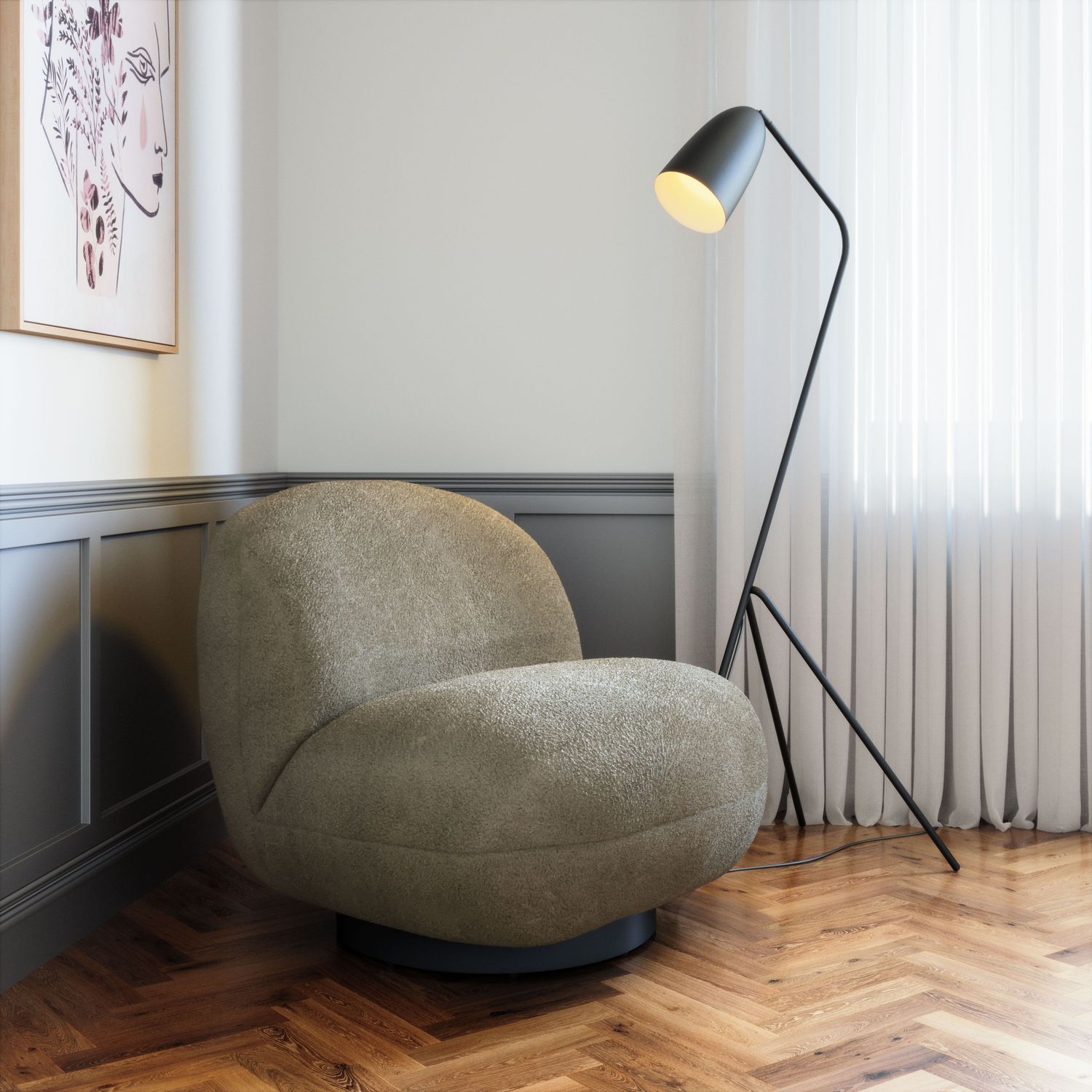 Myanmar - Accent Chair - Olive Green