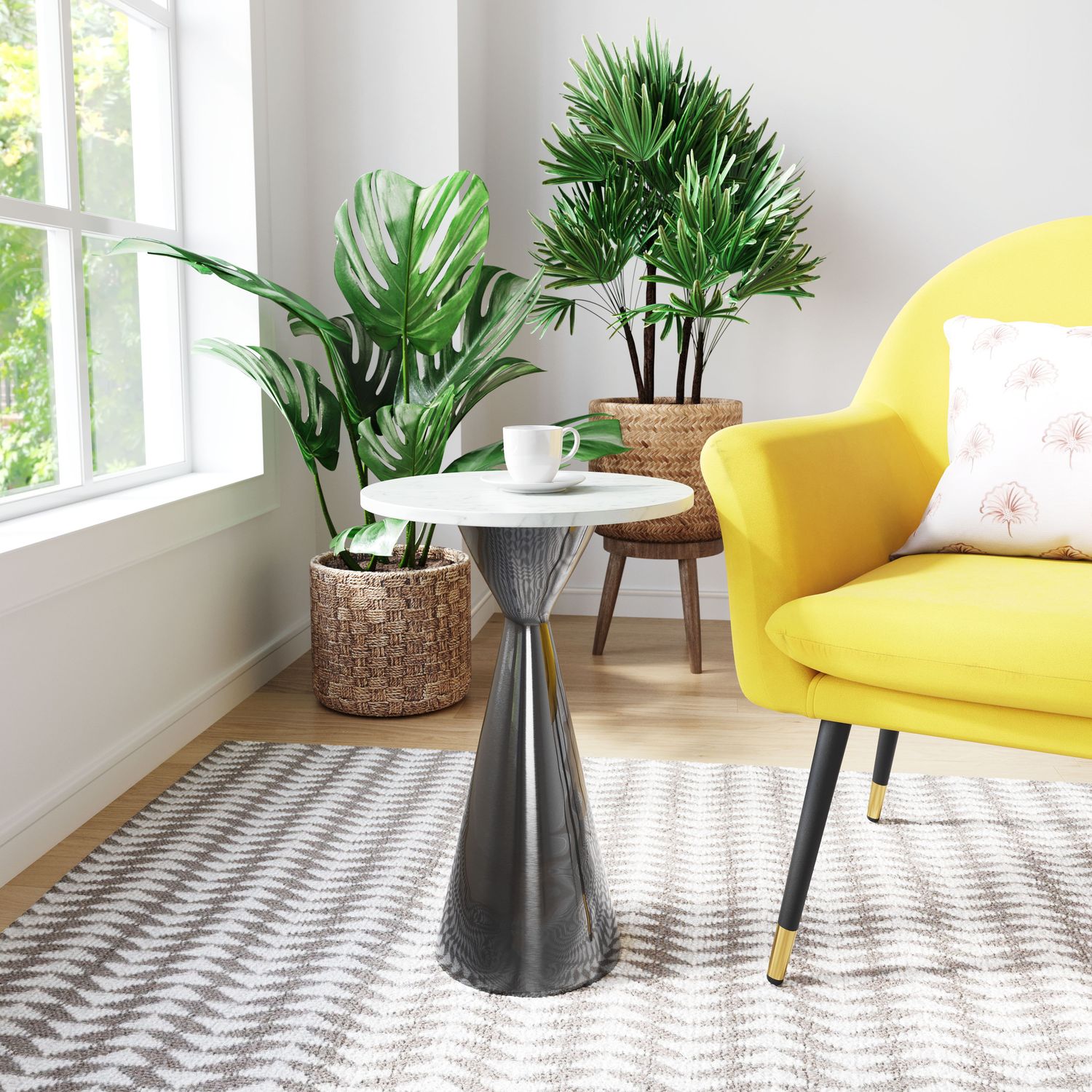 Tim - Side Table - White & Black