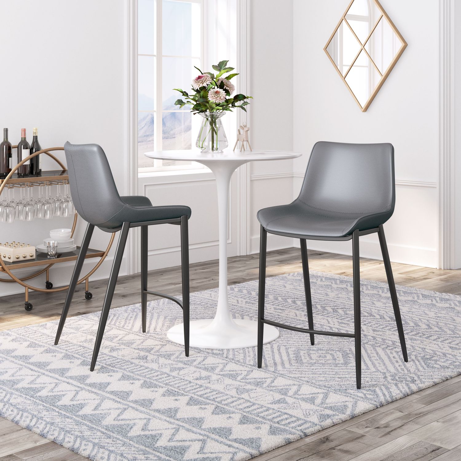 Magnus - Counter Chair (Set of 2) - Dark Gray & Black