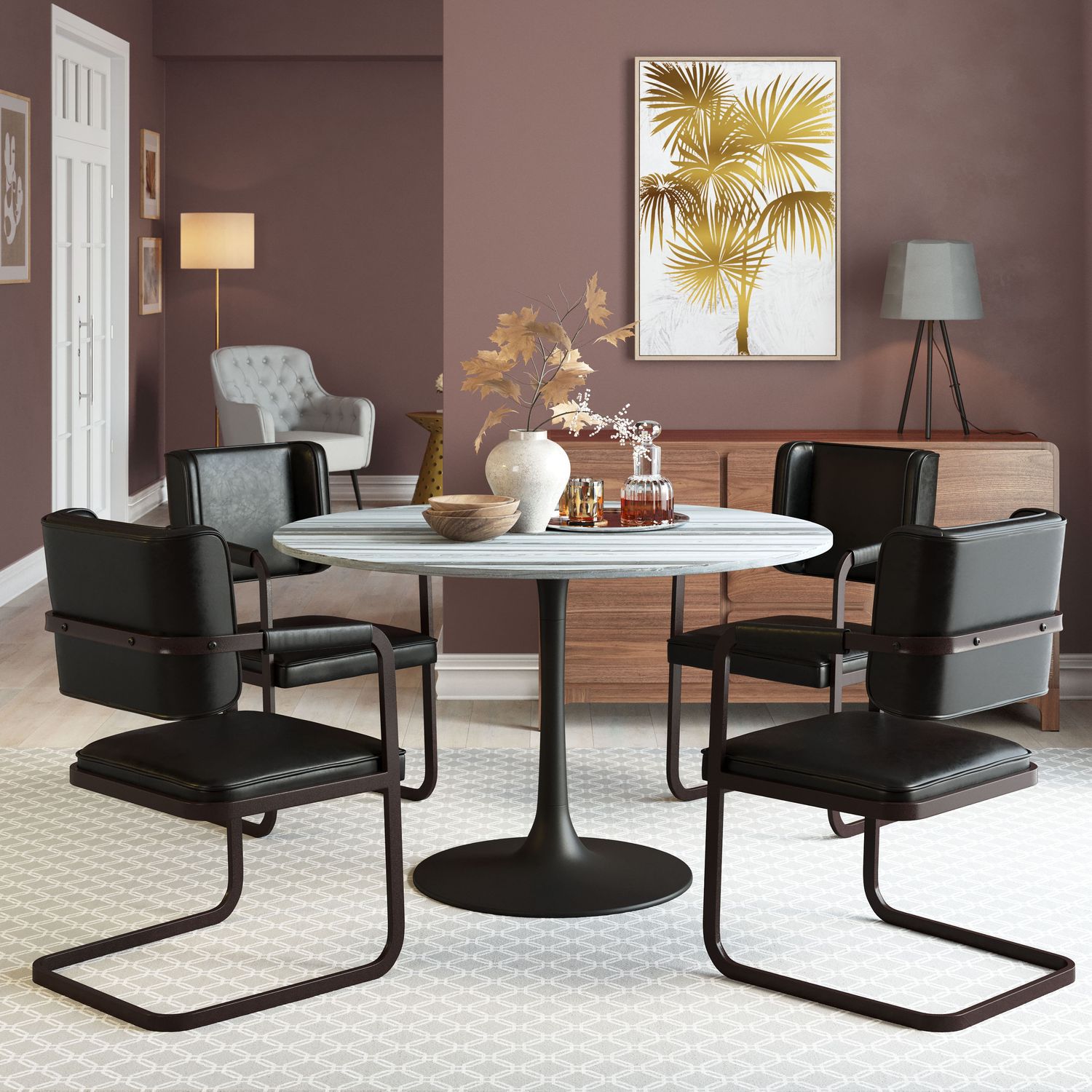 Central City - Dining Table - Gray & Black