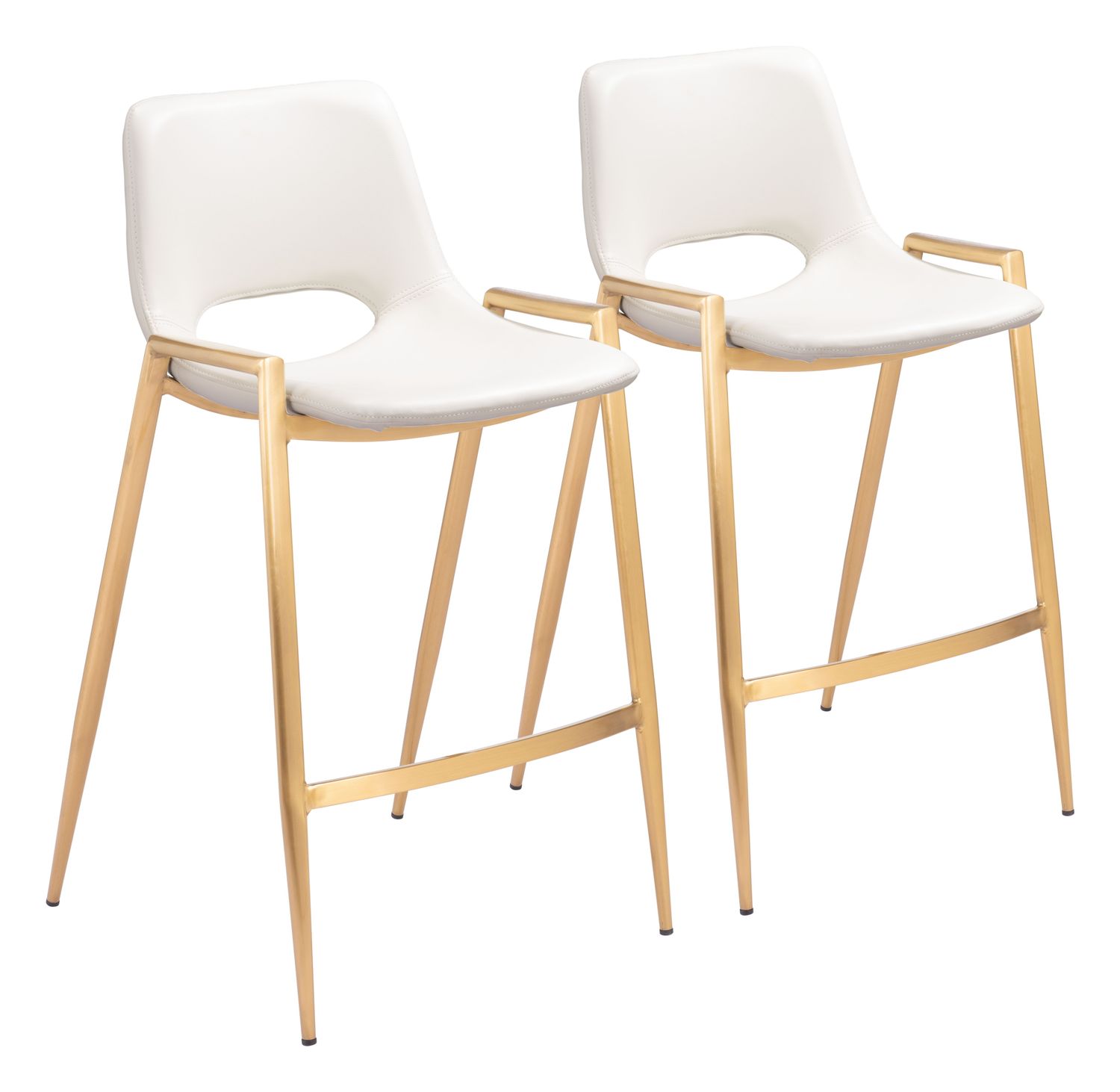 Desi - Counter Stool (Set of 2) - White & Gold