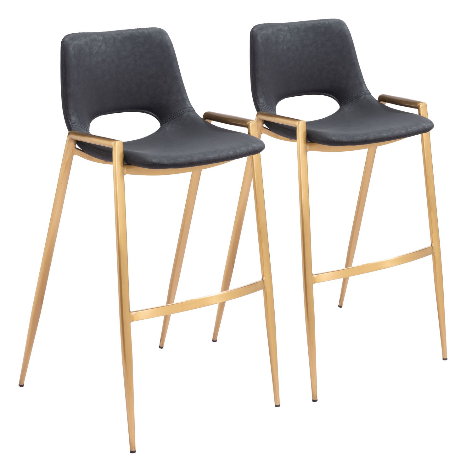 Desi - Barstool Chair (Set of 2) - Black & Gold