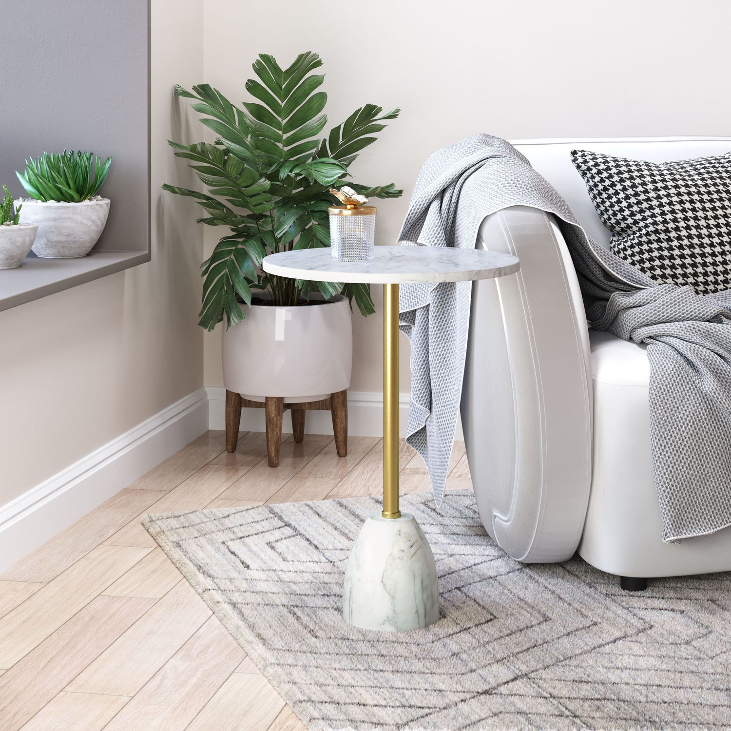 Cynthia - Side Table - White & Gold