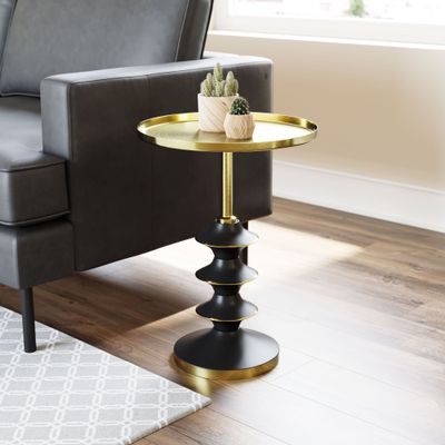 Donahue - Side Table - Gold & Black