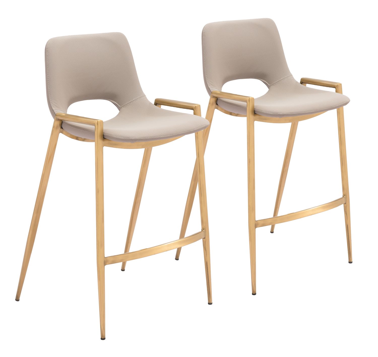 Desi - Counter Stool (Set of 2) - Beige & Gold