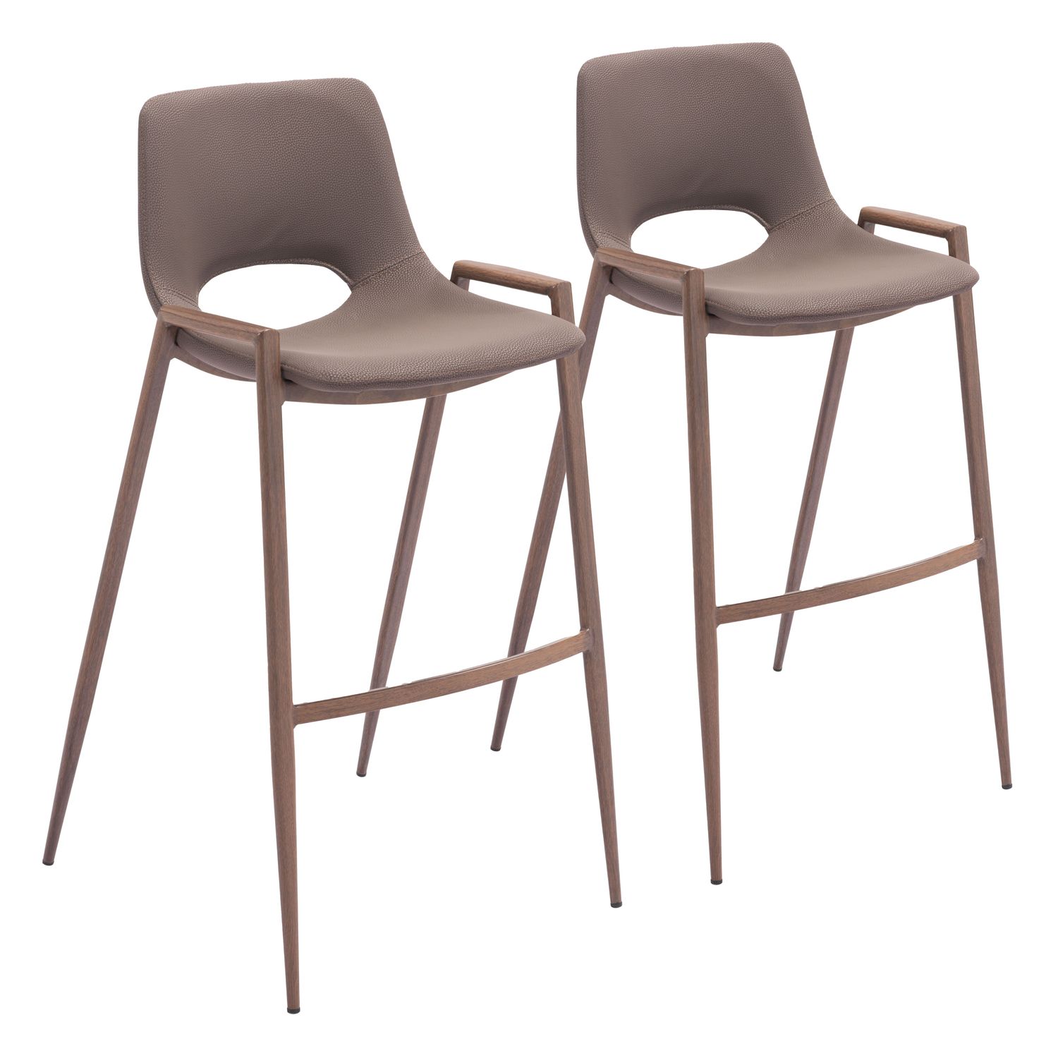 Desi - Barstool (Set of 2) - Brown & Walnut