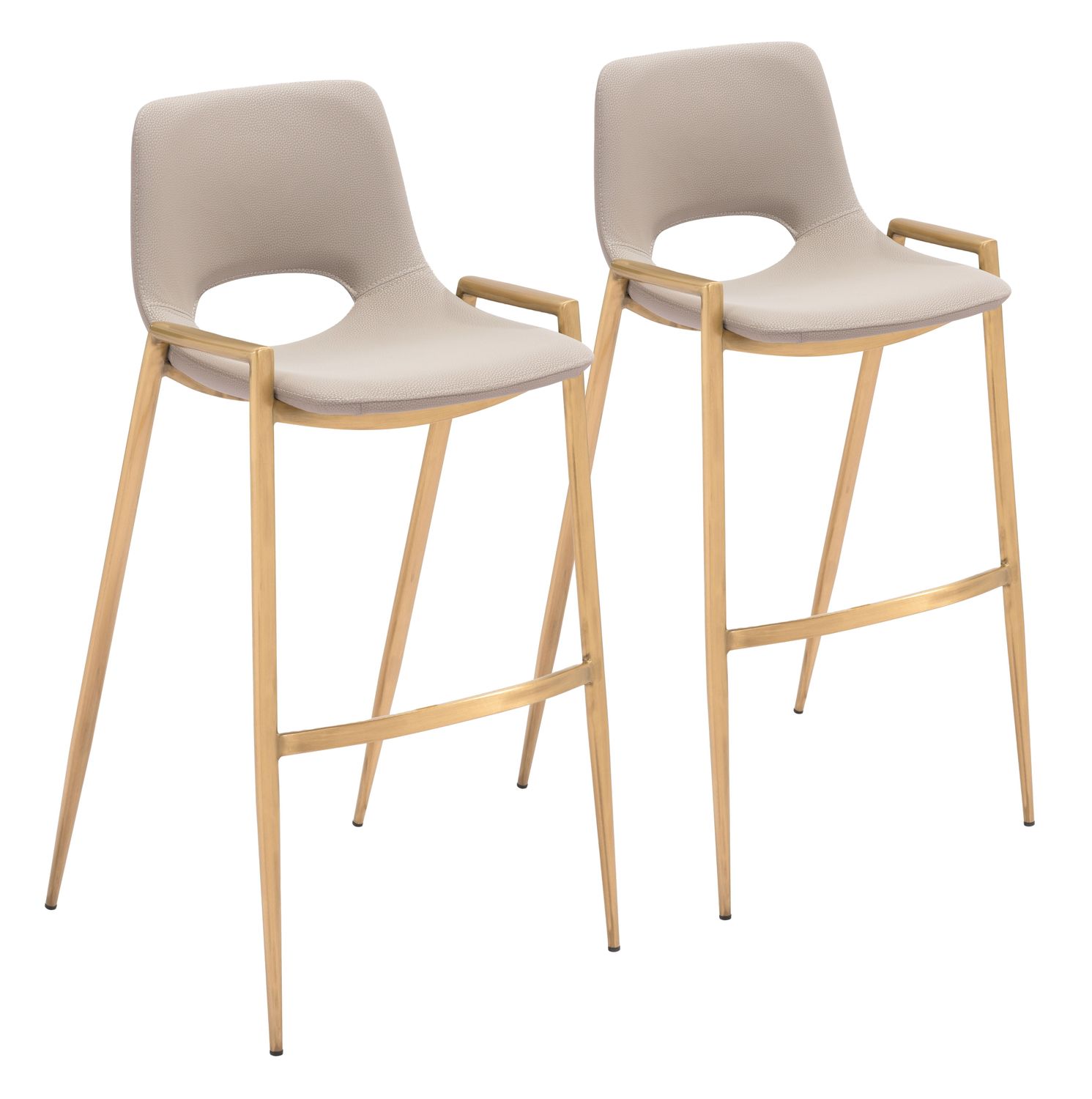 Desi - Barstool (Set of 2) - Beige & Gold