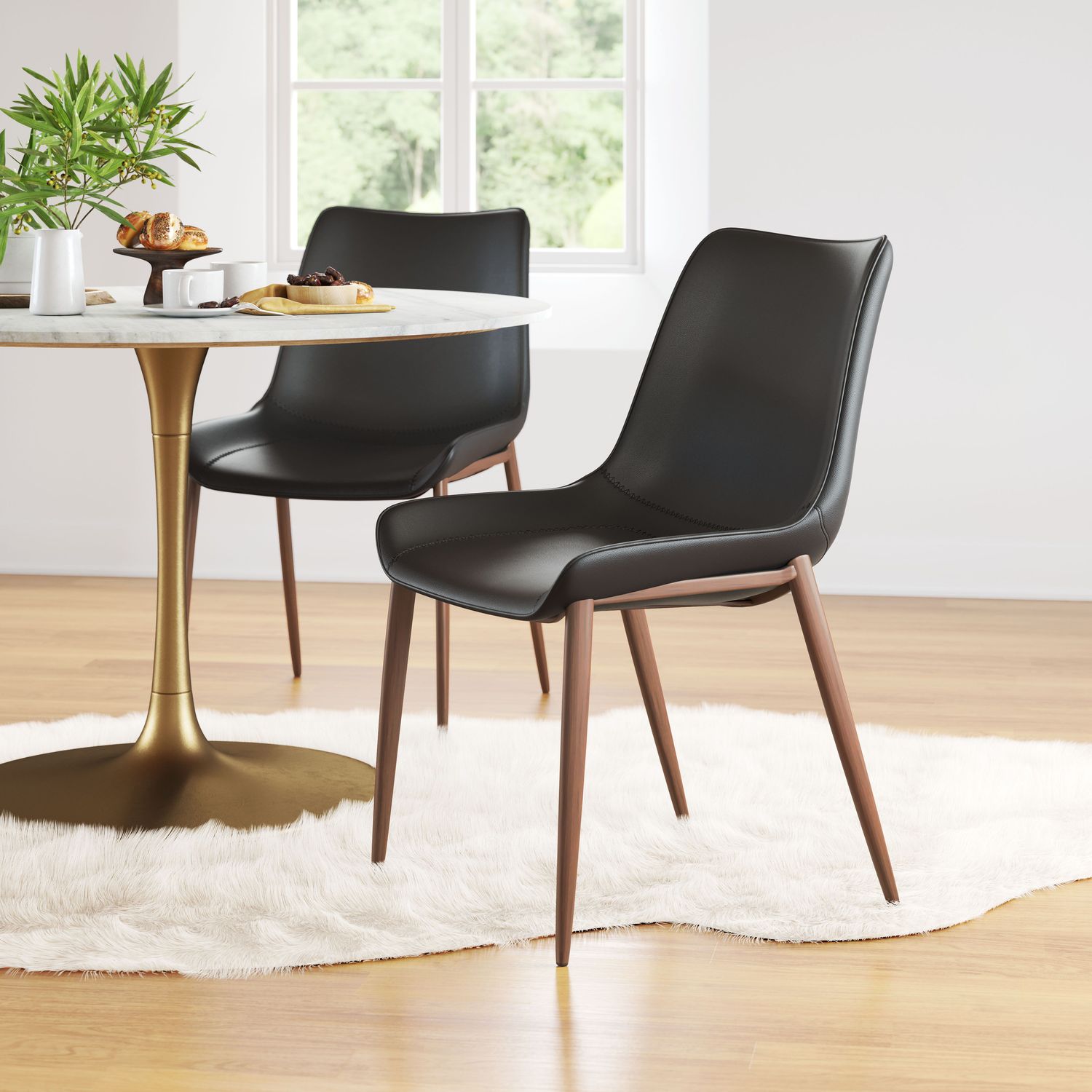 Magnus - Dining Chair - Black & Walnut
