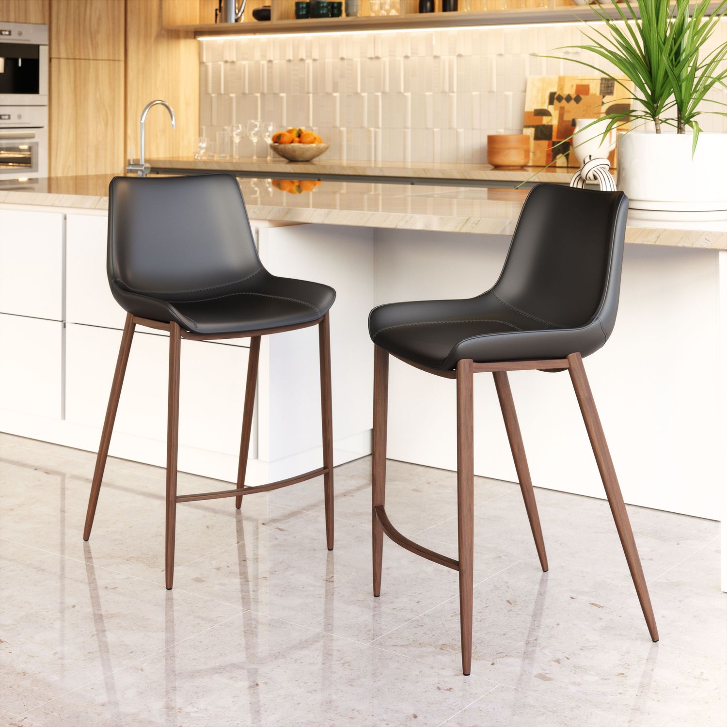 Magnus - Counter Stool - Black & Walnut