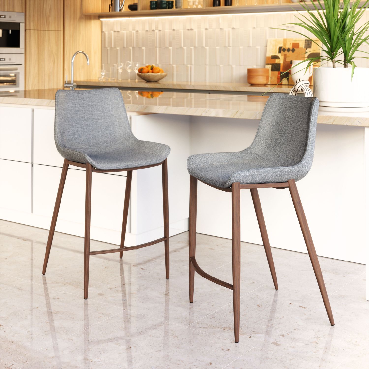 Magnus - Counter Stool - Slate Gray & Walnut