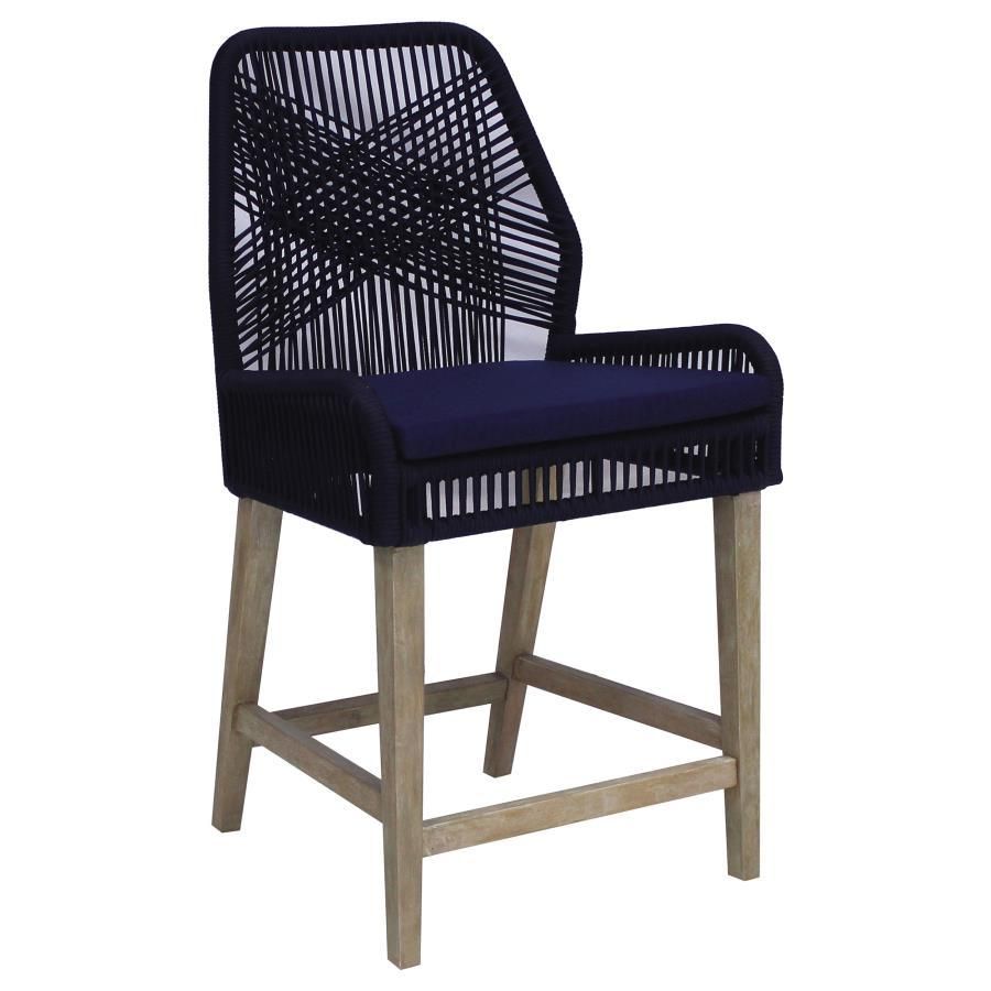 Nakia - Woven Rope Back Counter Height Stools (Set of 2) - Dark Navy / Weathered Wash