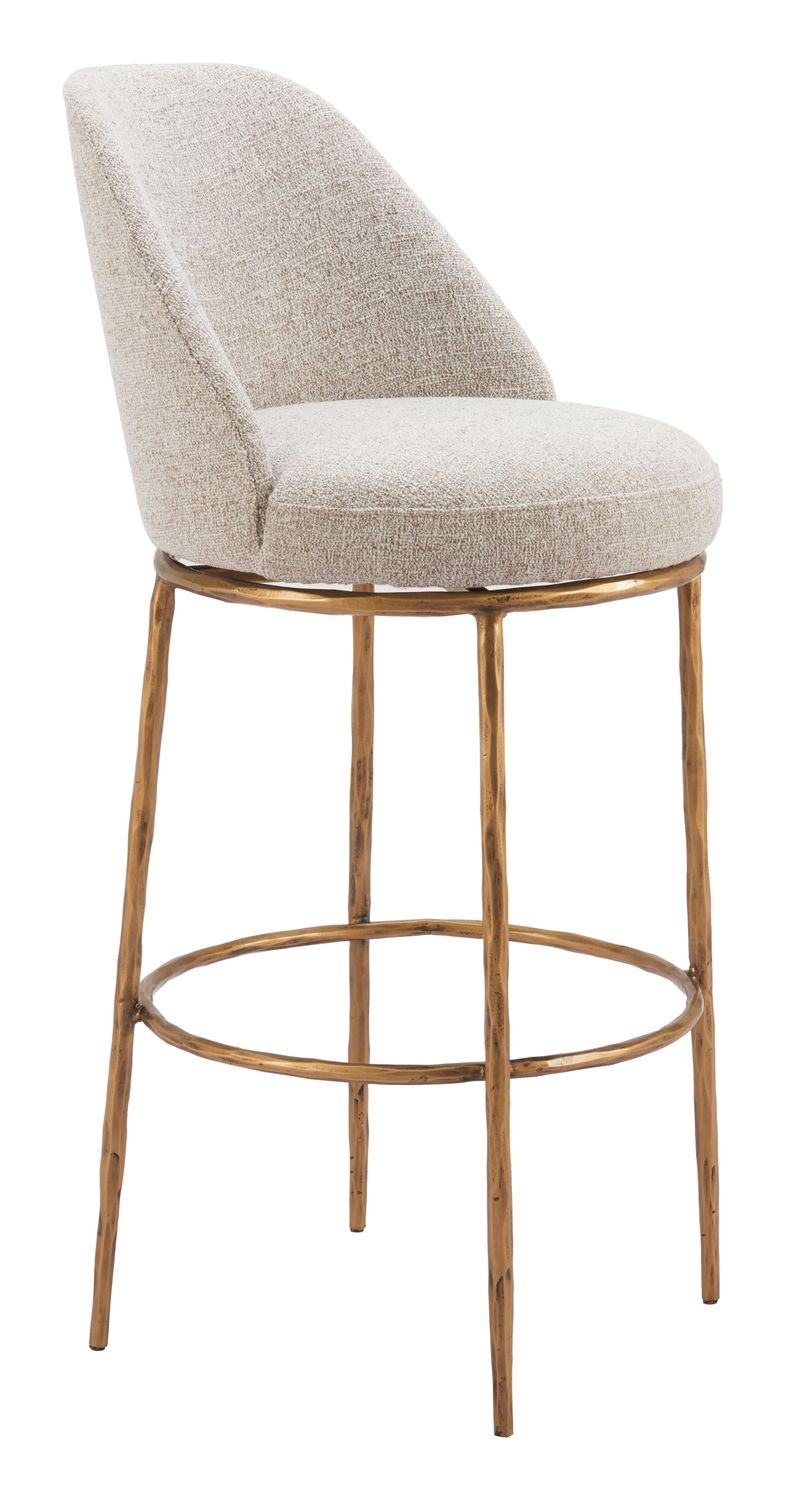 Nordhavn - Swivel Barstool - Beige / Gold