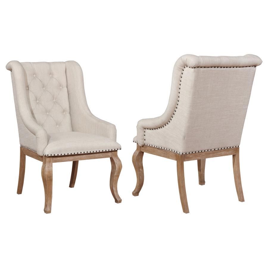Brockway - Tufted Arm Chairs (Set of 2) - Cream And Barley Brown
