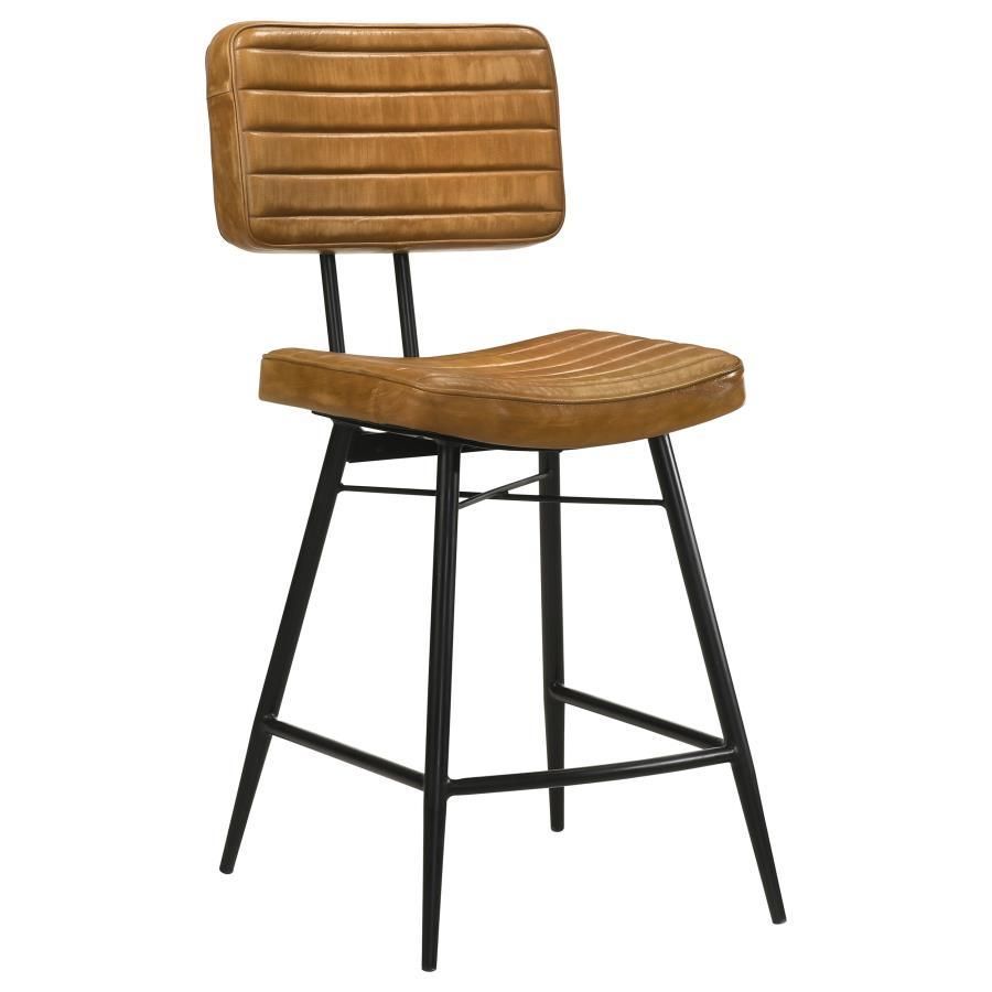 Partridge - Upholstered Counter Height Stools With Footrest (Set of 2) - Antique Camel / Black