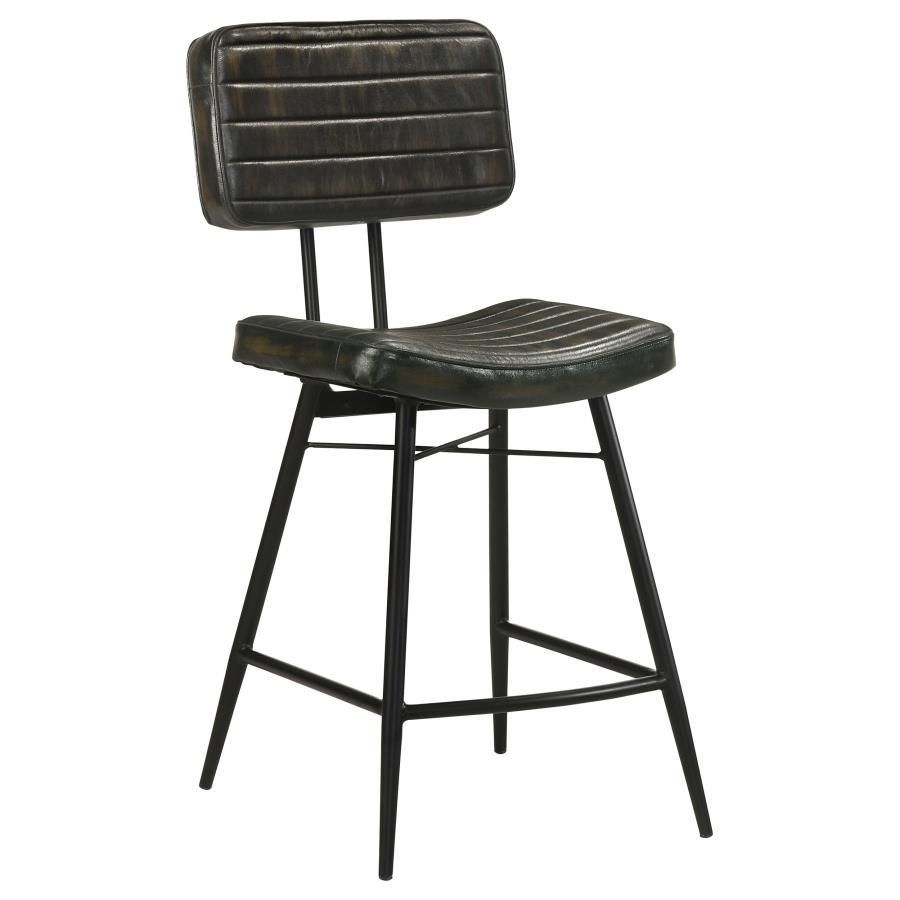 Partridge - Upholstered Counter Height Stools With Footrest (Set of 2) - Antique Espresso / Black