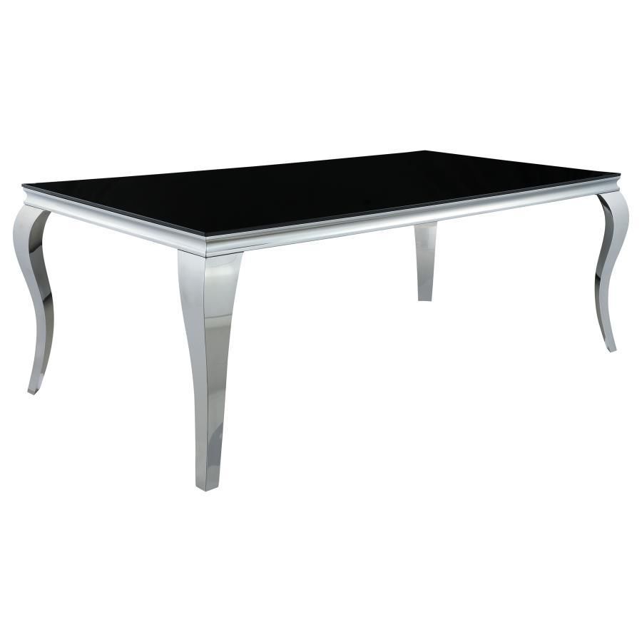 Carone - Rectangular Glass Top Dining Table - Black And Chrome