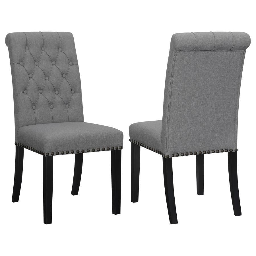 Alana - Upholstered Tufted Side Chairs With Nailhead Trim (Set of 2) - Gray / Rustic Espresso