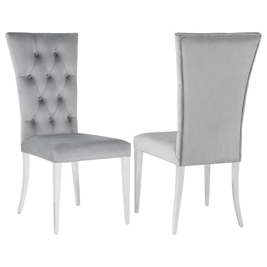 Kerwin - Tufted Upholstered Side Chair (Set of 2) - Gray And Chrome