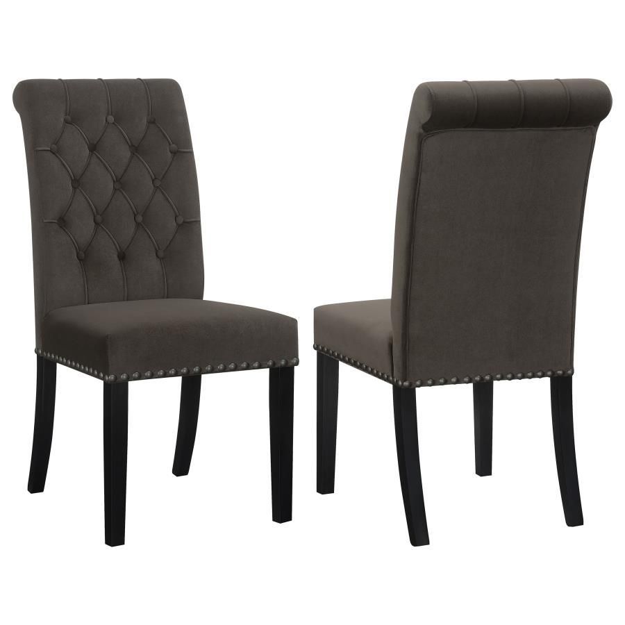 Alana - Upholstered Tufted Side Chairs With Nailhead Trim (Set of 2) - Brown / Rustic Espresso