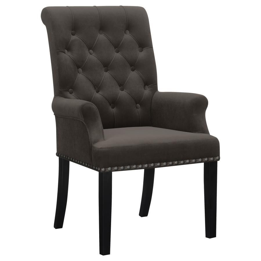 Alana - Upholstered Tufted Arm Chair With Nailhead Trim - Brown / Rustic Espresso