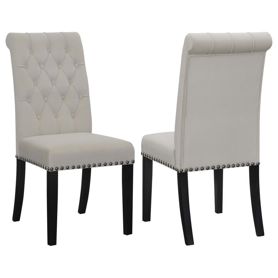 Alana - Upholstered Tufted Side Chairs With Nailhead Trim (Set of 2) - Sand / Rustic Espresso