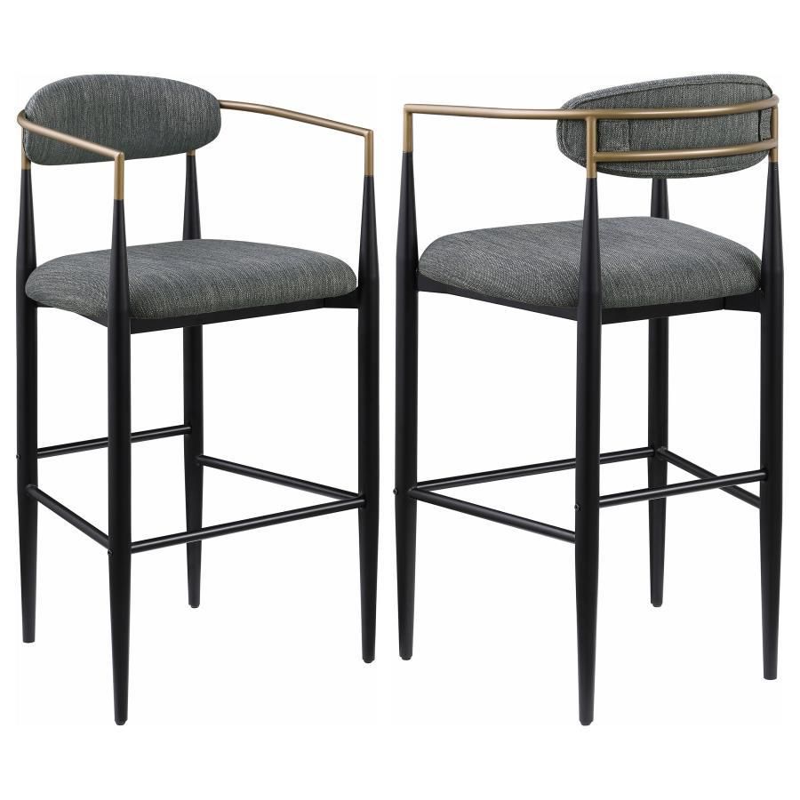 Tina - Metal Pub Height Bar Stool With Upholstered Back And Seat (Set of 2) - Dark Grey