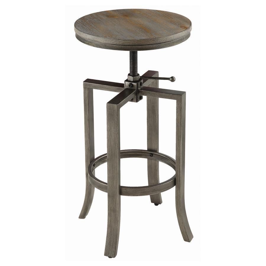 Bartlett - Adjustable Height Swivel Bar Stools (Set of 2) - Brushed Nutmeg And Slate Gray