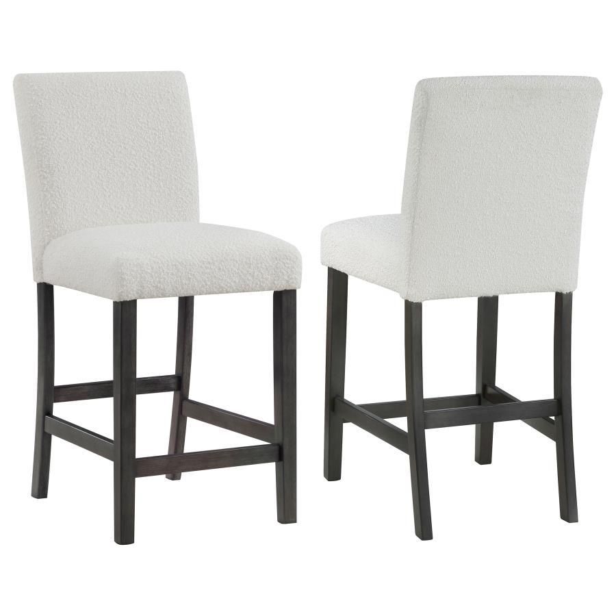 Alba - Boucle Upholstered Counter Height Dining Chair (Set of 2) - White And Charcoal Grey