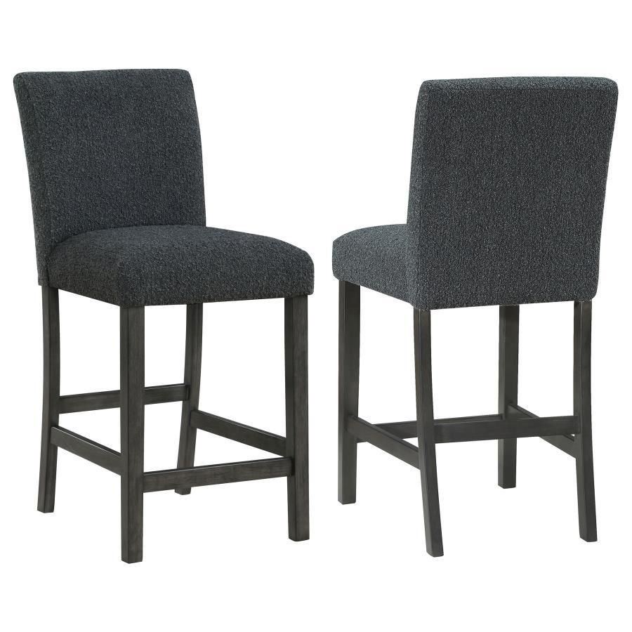 Alba - Boucle Upholstered Counter Height Dining Chair (Set of 2) - Black And Charcoal Grey
