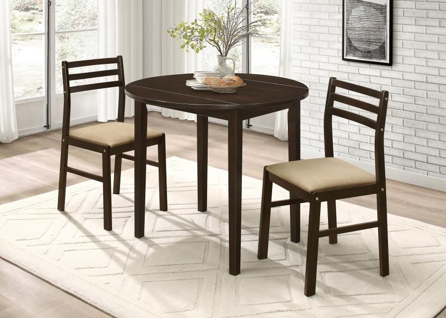 Bucknell - 3 Piece Dining Set With Drop Leaf - Cappuccino And Tan