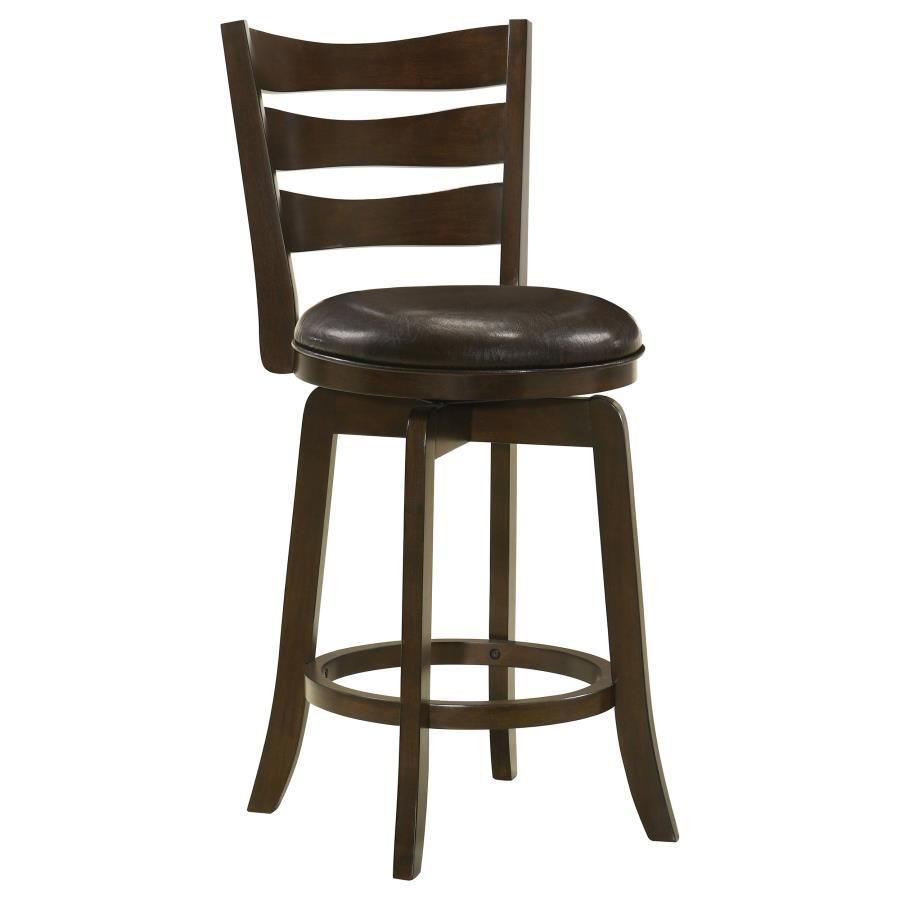 Murphy - Ladder Back Counter Height Swivel Bar Stool - Dark Cherry And Dark Brown