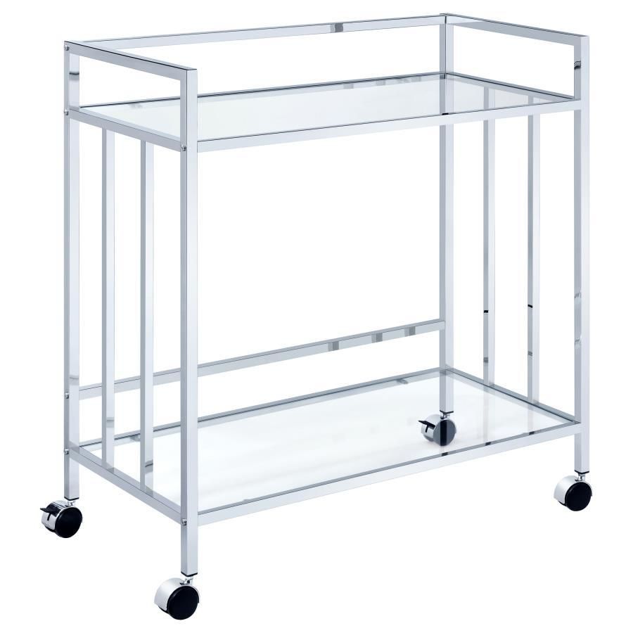 Cara - Rectangular Glass Bar Cart - Chrome