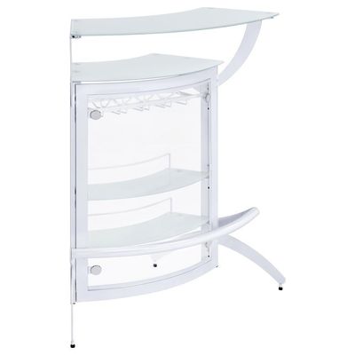 Dallas - 2-Shelf Home Bar - White And Frosted Glass