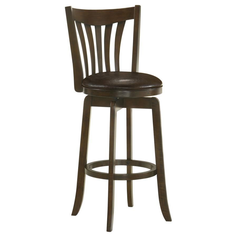 Lambert - Pub Height Swivel Bar Stool With Upholstered Seat - Dark Cherry And Dark Brown - Wood