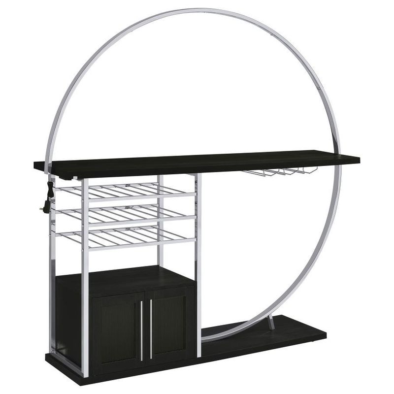 Risley - 2-door Circular LED Home Bar With Wine Storage - Dark Charcoal