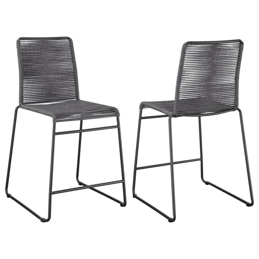 Jerome - Upholstered Counter Height Stools With Footrest (Set of 2) - Charcoal And Gunmetal