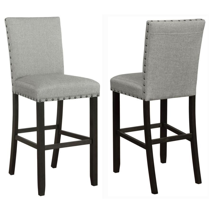 Kentfield - Solid Back Upholstered Bar Stools (Set of 2) - Gray And Antique Noir