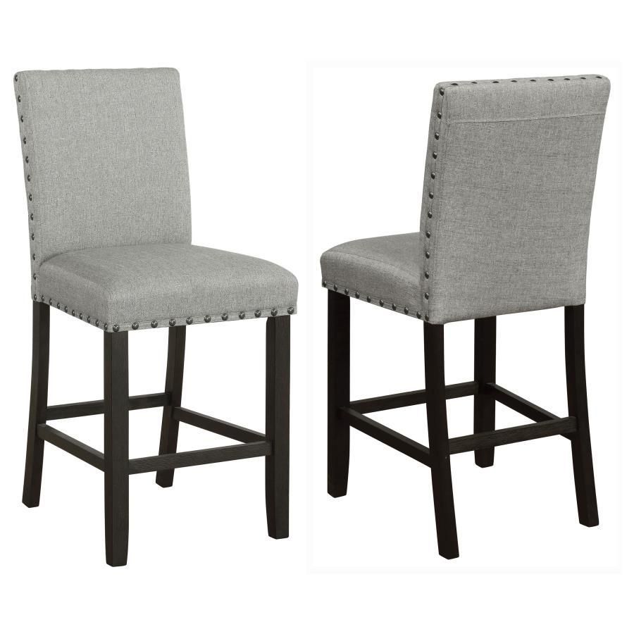 Kentfield - Solid Back Upholstered Counter Height Stools (Set of 2) - Gray And Antique Noir