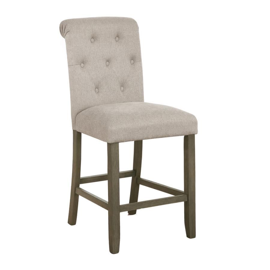 Balboa - Tufted Back Counter Height Stools (Set of 2) - Beige And Rustic Brown