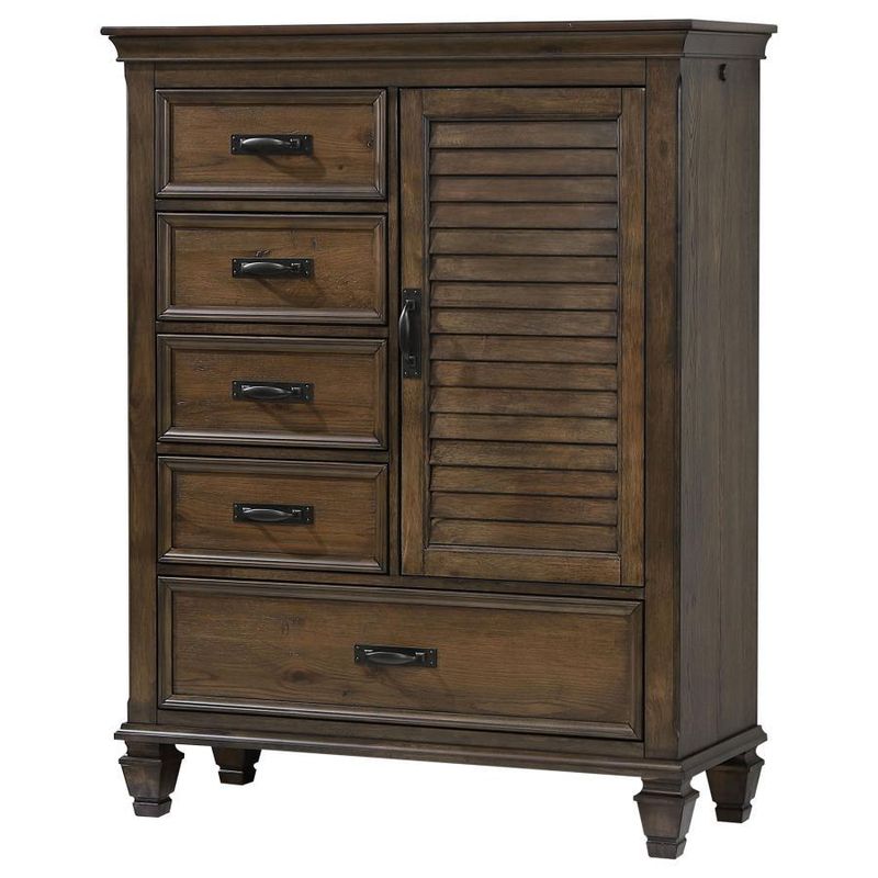 Franco - 5-Drawer Door Chest - Burnished Oak