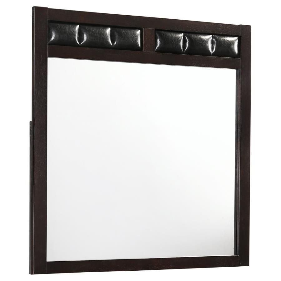 Carlton - Upholstered Rectangular Dresser Mirror - Cappuccino