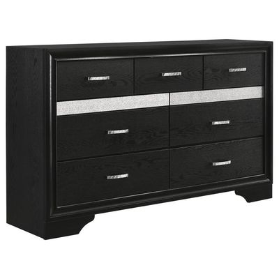 Miranda - 7-Drawer Dresser - Black And Rhinestone