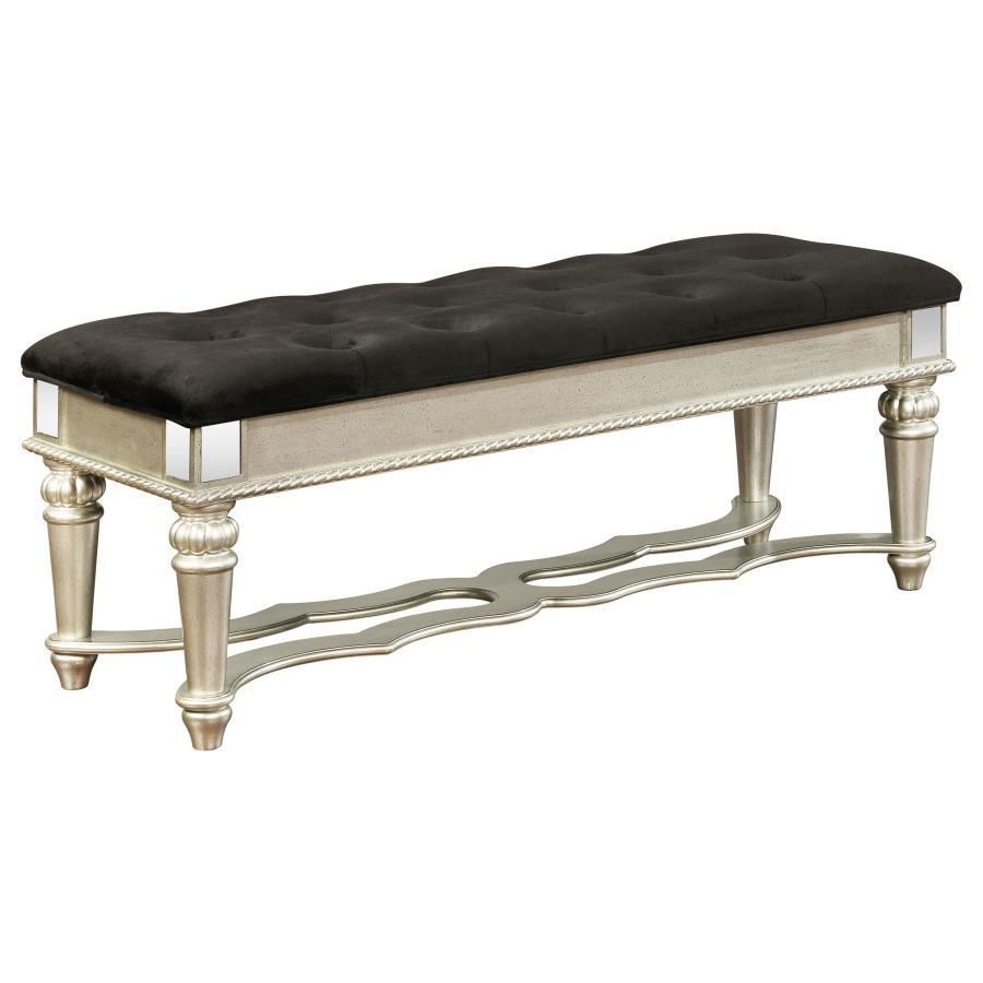 Heidi - Upholstered Bench - Metallic Platinum